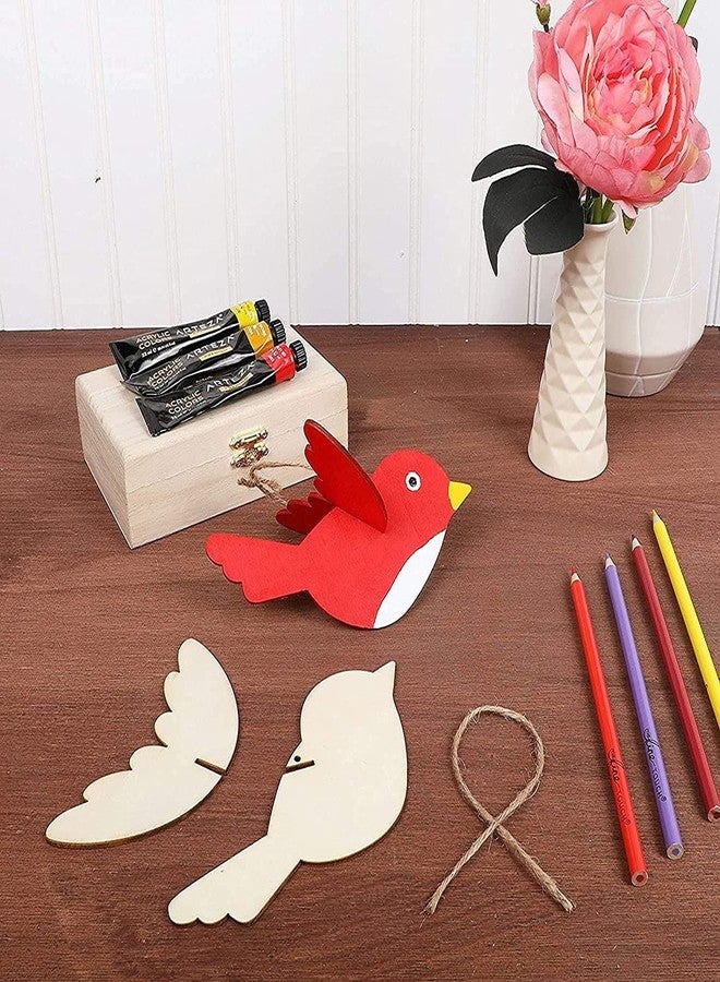 Cliths Pack of 10 Hanging Birds Unfinished 3D Wooden Birds Cutouts to Paint for DIY Crafts, Signs, Gift Tags, Home Decor Wood Cutout - Image 3